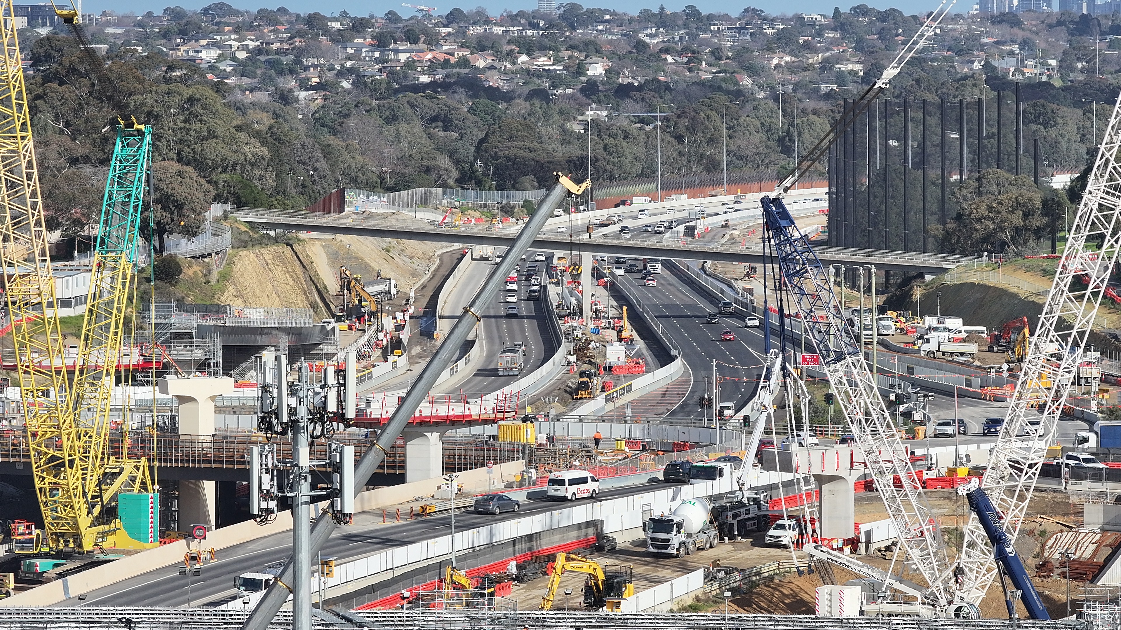 Birdseye aerial view of a Melbourne construction site