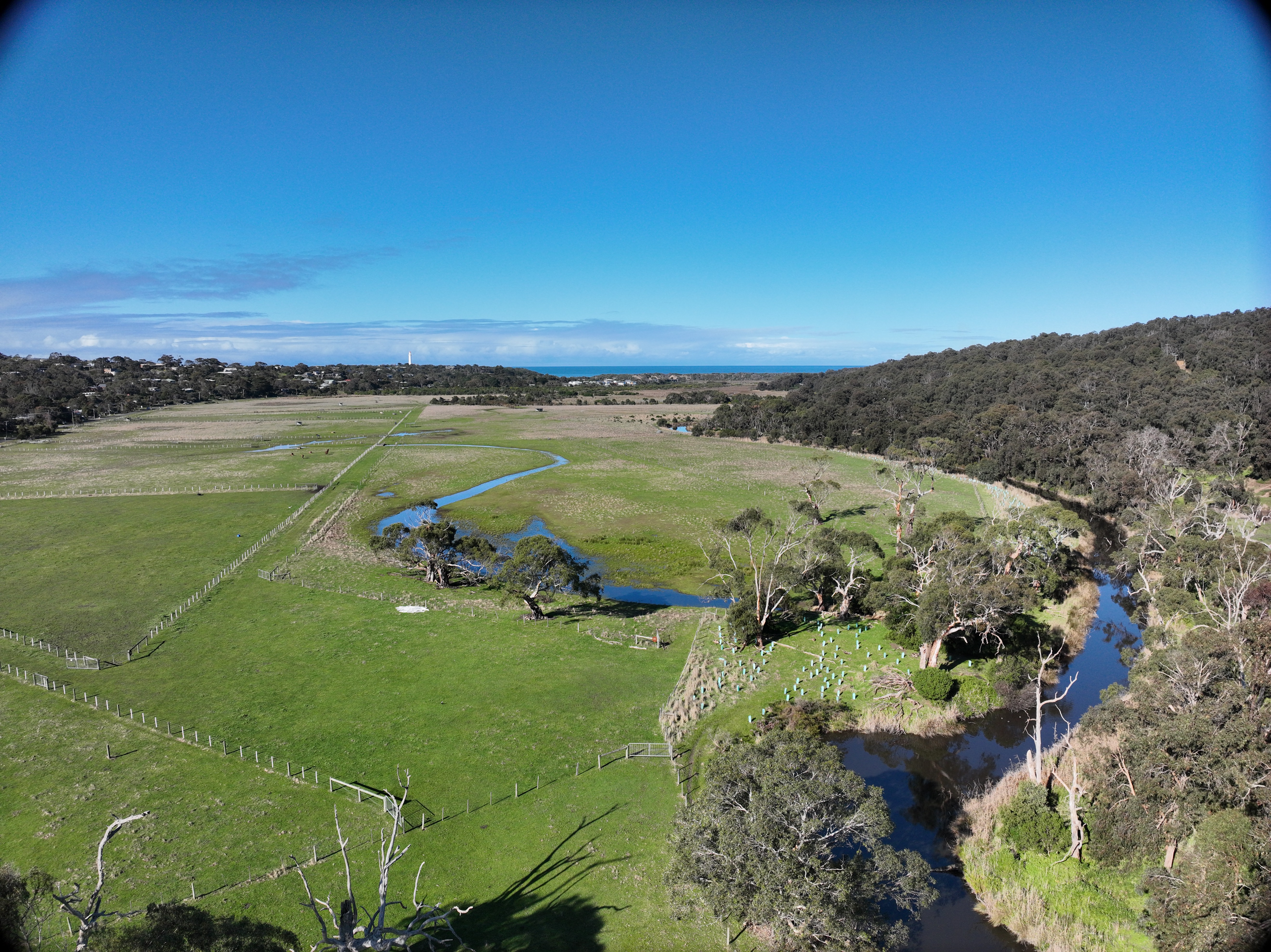 Aerial drone view of land being surveyed