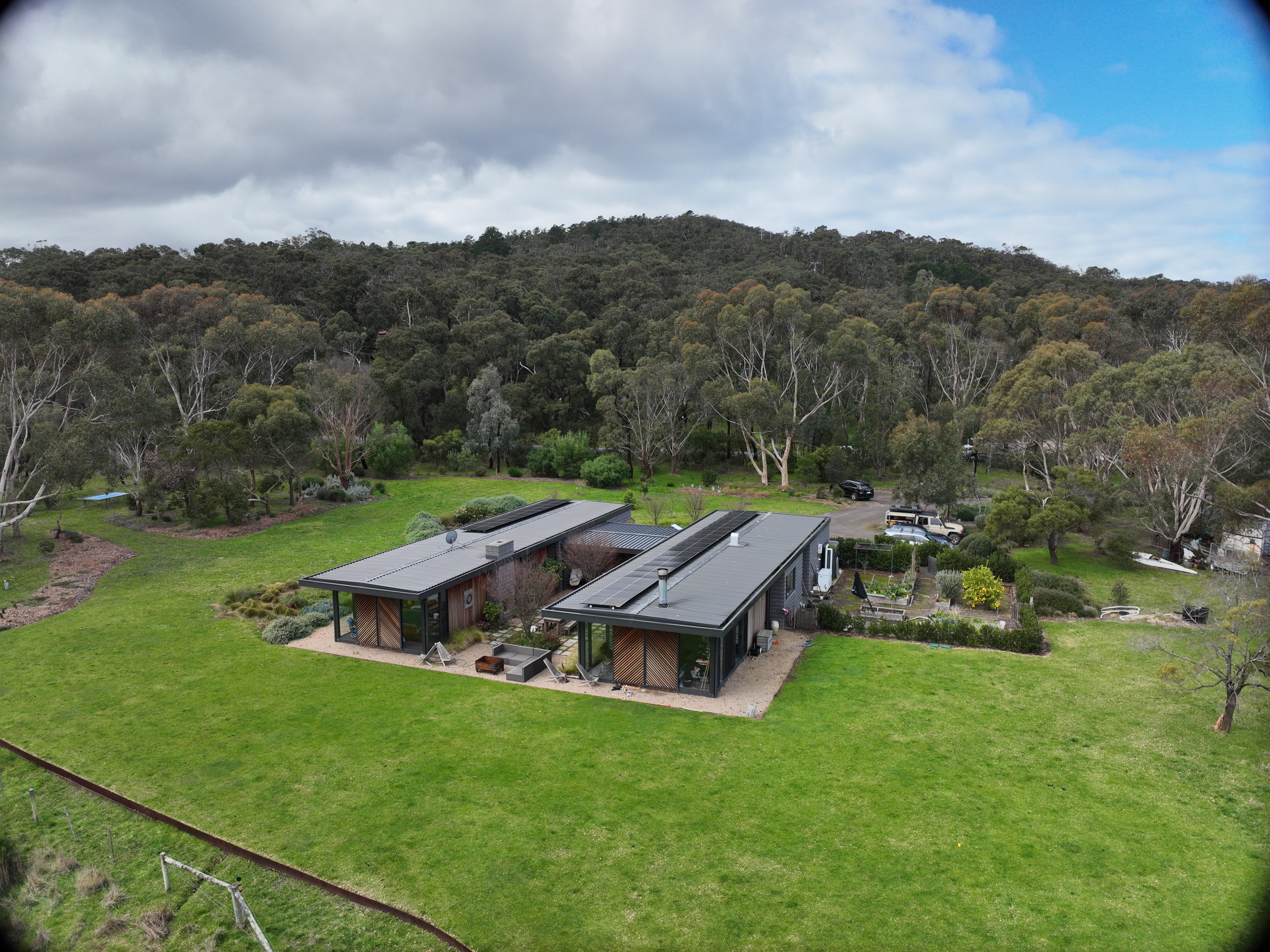 Aerial view of a residential development